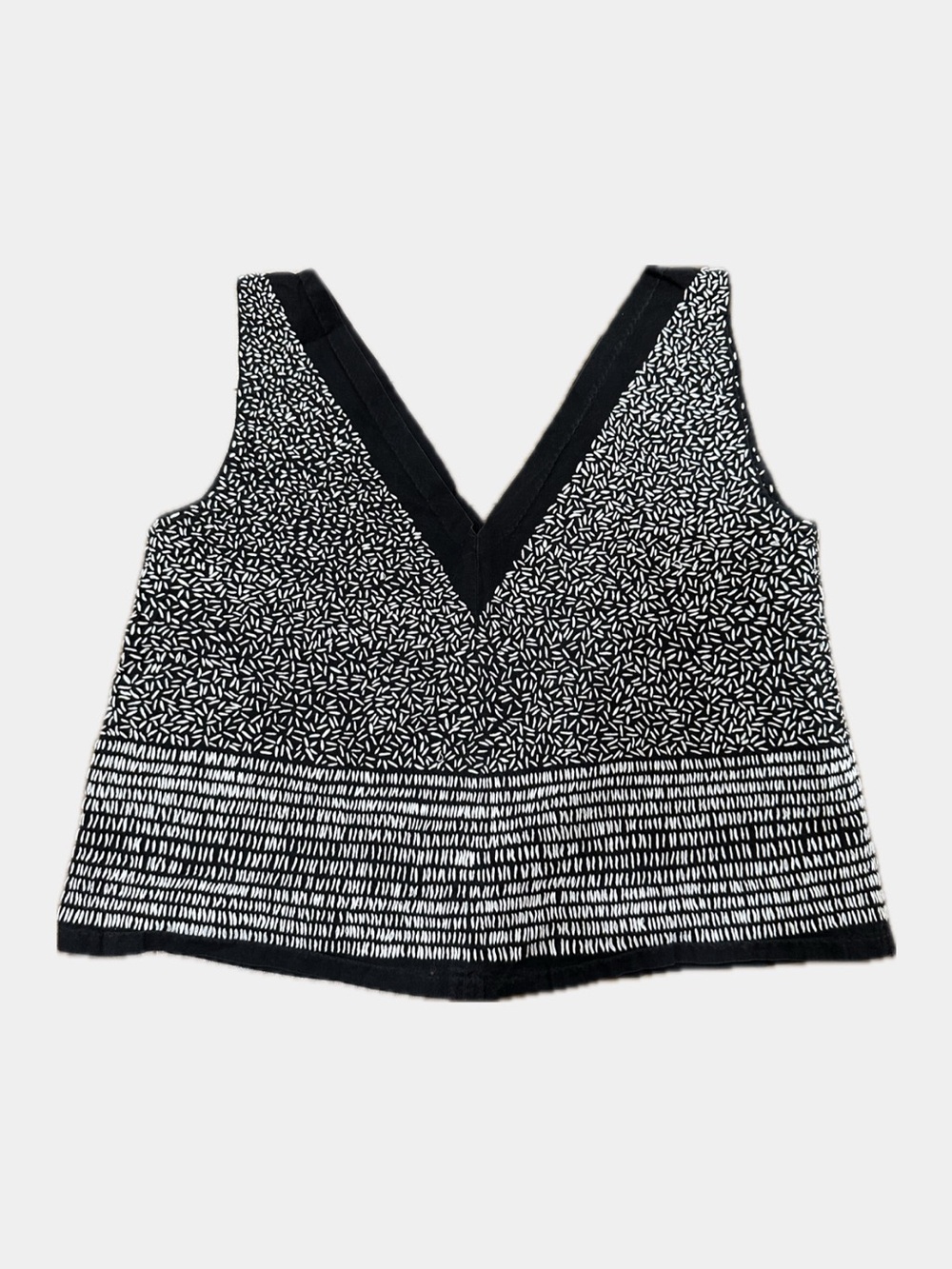 Handmade Black & White V-Neck embroidered Tank Top
